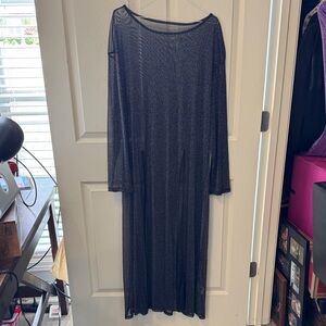 Edgy Black Long Sleeve Chiffon Dress